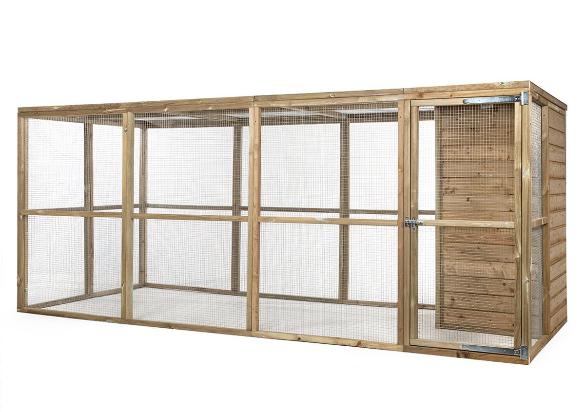 Kippenren Iris met nachthok - 448x179x183 cm