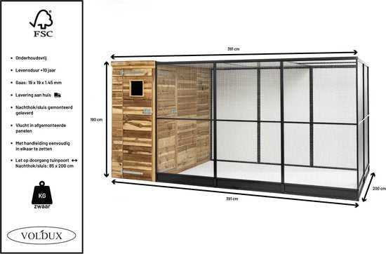 Volière R10 rechts 391x200x190 cm – foto 5