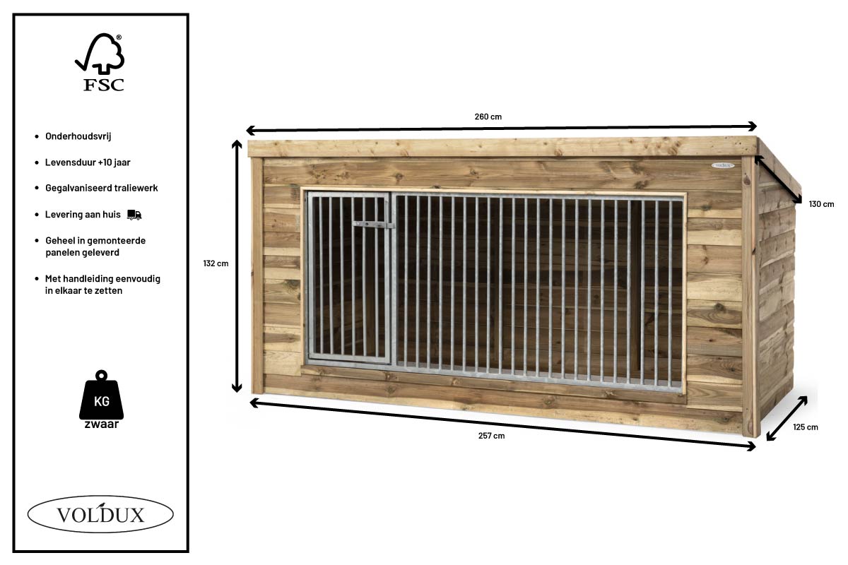 Hondenkennel Luna 260x130x132 cm – foto 3