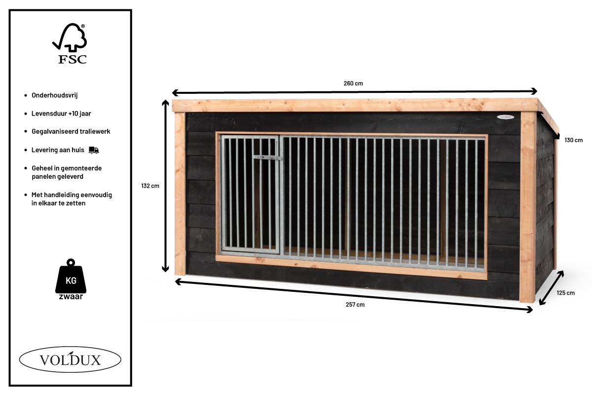 Hondenkennel Reno – Douglas 260x130x132 cm – foto 4