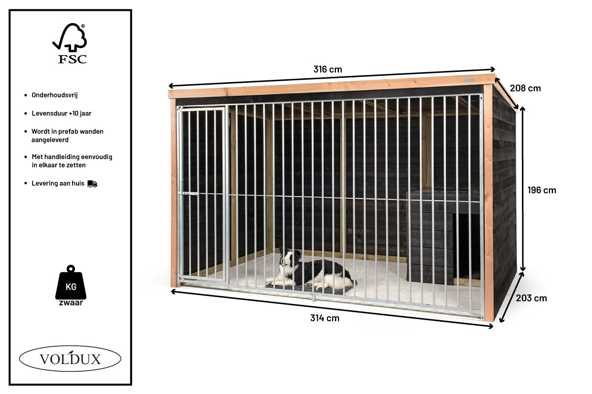 Hondenkennel Bo | Hout & Staal | 208x196x316 cm – foto 8