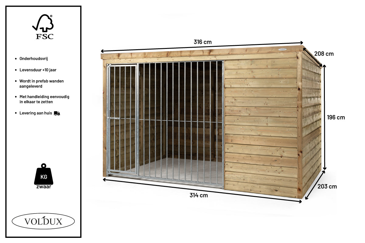 Hondenkennel Sam | Hout & Gegalvaniseerd Staal – foto 6