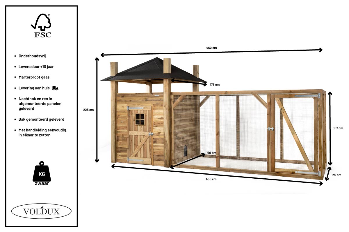 Kippenhok Hooiberg Loes XL met ren 175x175x225cm – foto 4