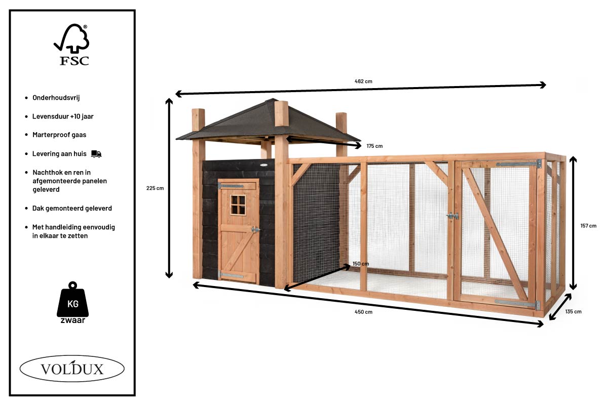 Kippenhok Hooiberg Niek XL 175x175x225 cm – foto 11