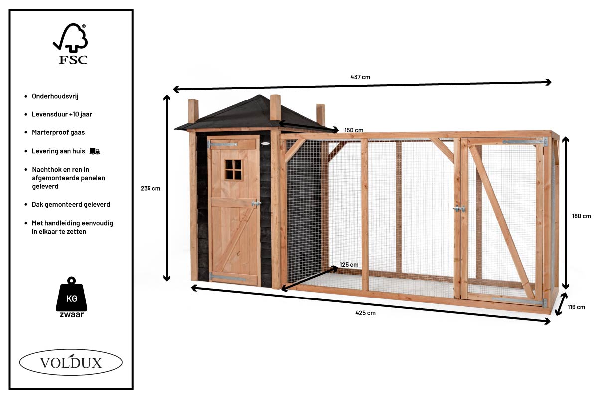 Kippenhok Hooiberg Mees XL 437x125x235 cm – foto 7