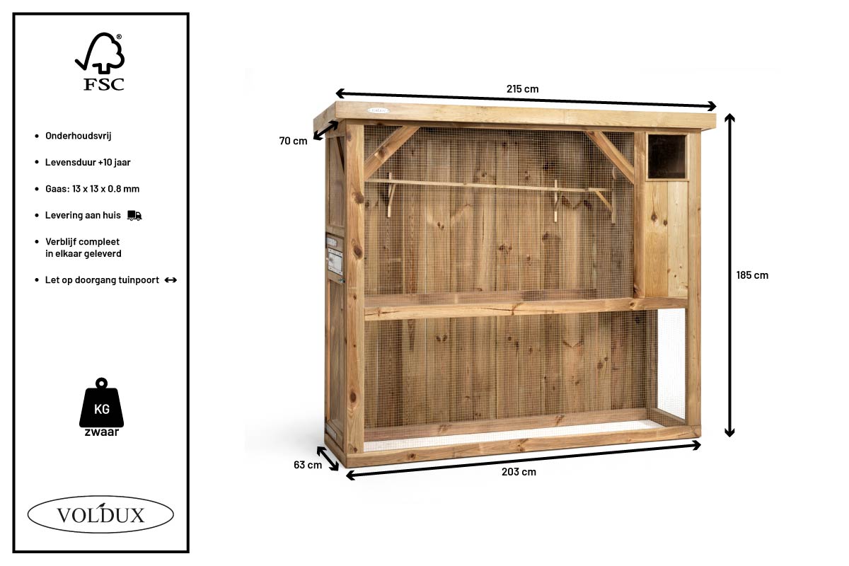Volière R1 rechts – 215 x 70 x 185 cm – foto 8