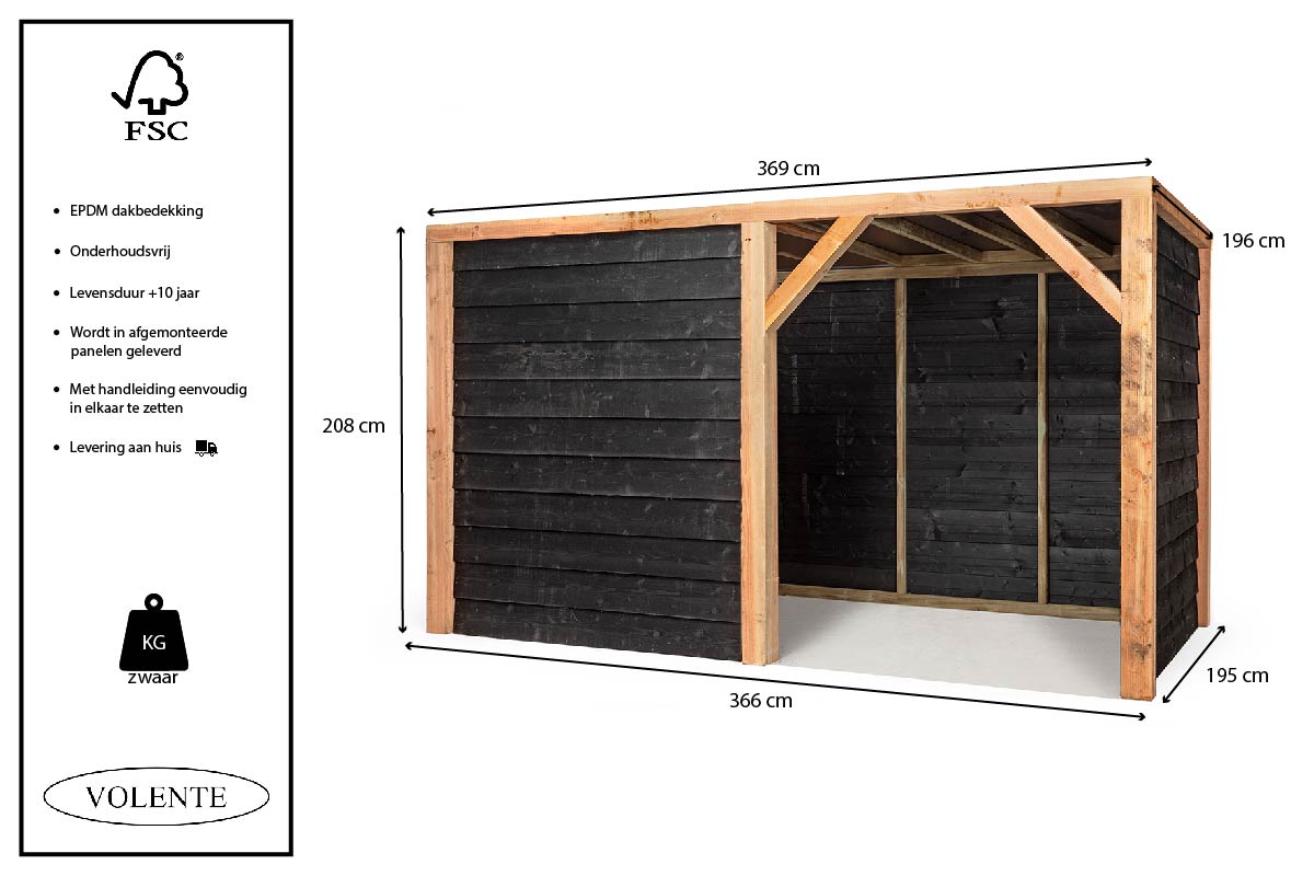 Tuinberging Douglas hout – onderhoudsvrij 369x196cm – foto 4