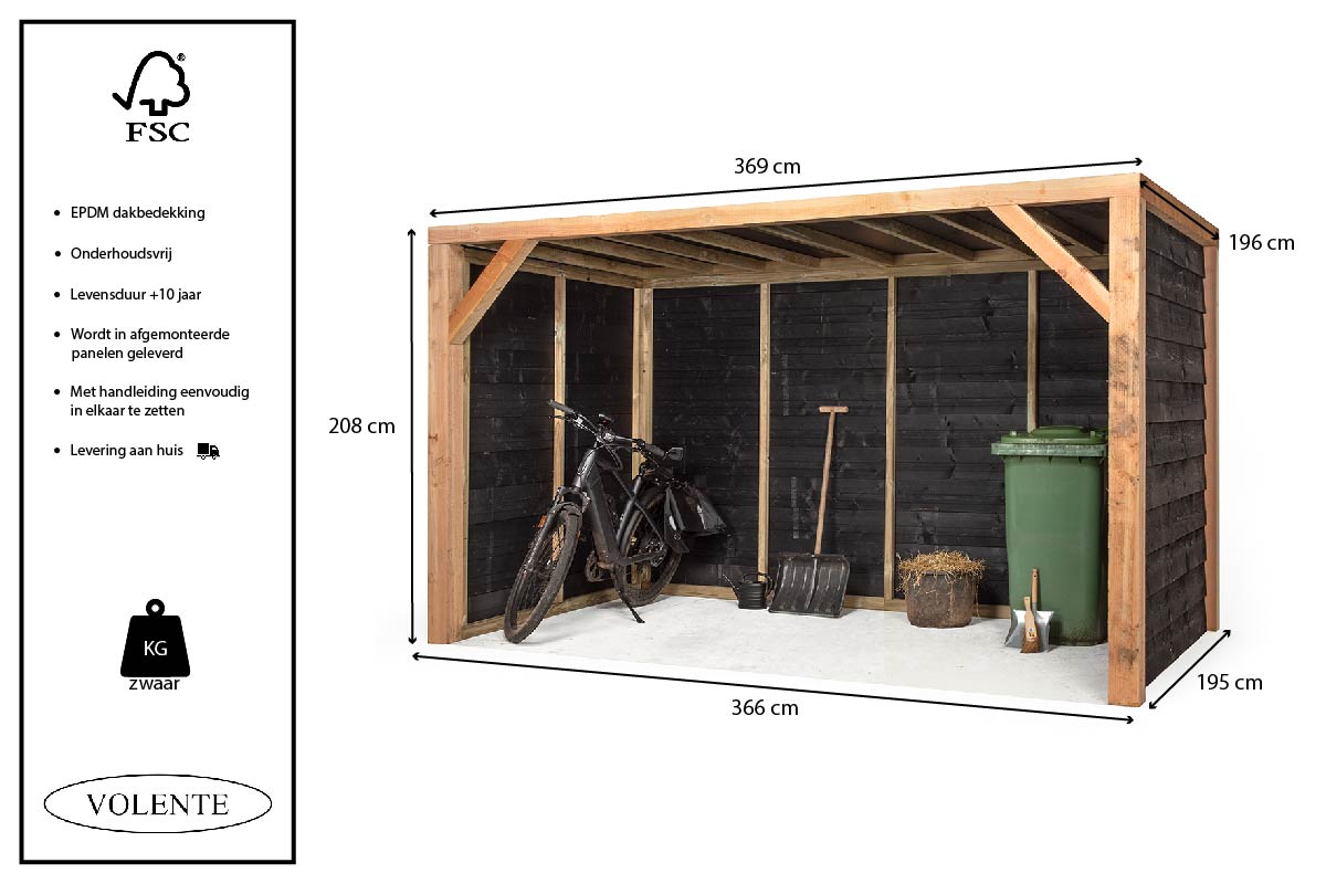 Tuinberging Douglas hout | onderhoudsvrij, 369x196 cm – foto 4