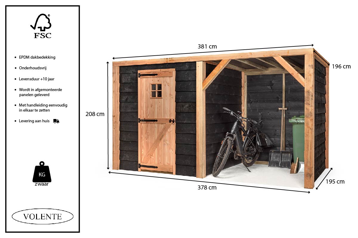 Tuinberging 381x196 cm – prefab hardhout in zwart – foto 7