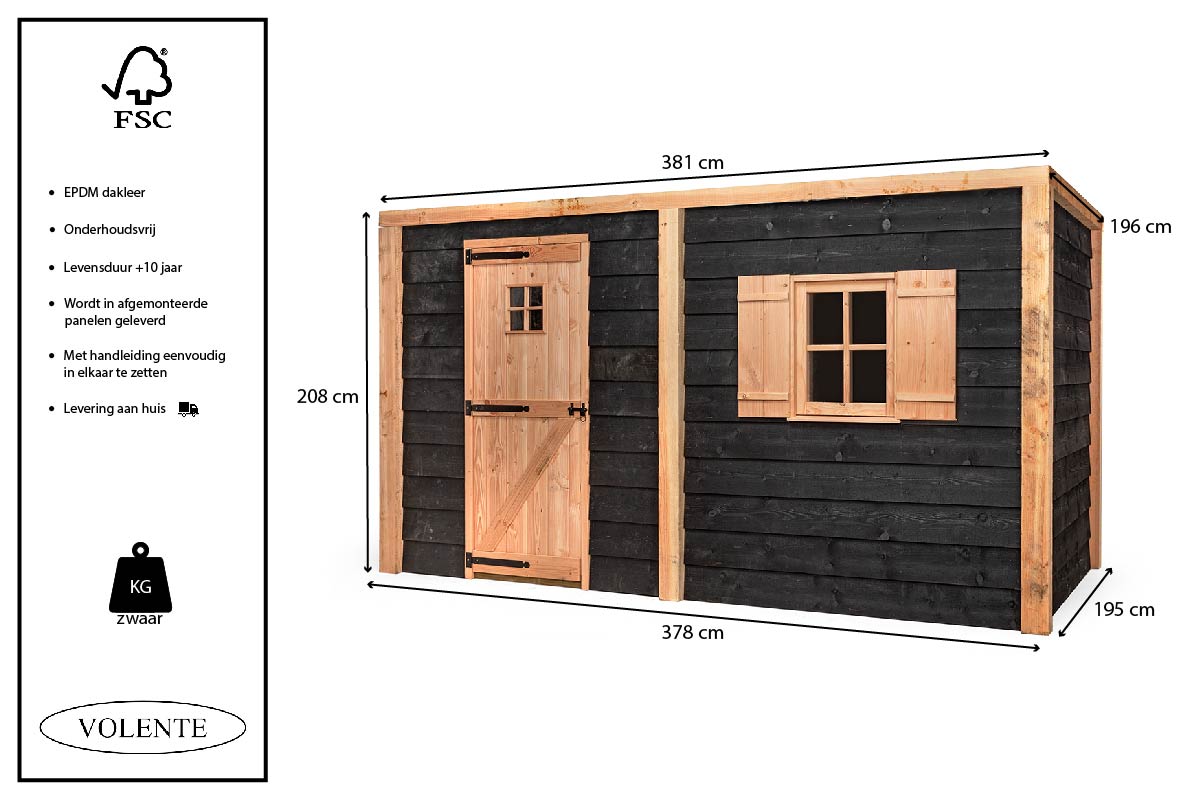 Tuinberging 381x195 cm – zwart hardhout op panelen – foto 5
