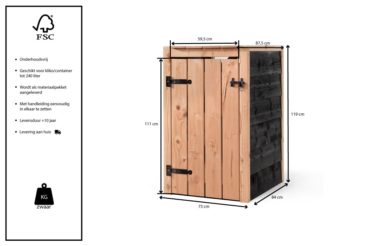 Kliko ombouw enkel 240L – douglas met zwarte zijkant – foto 6