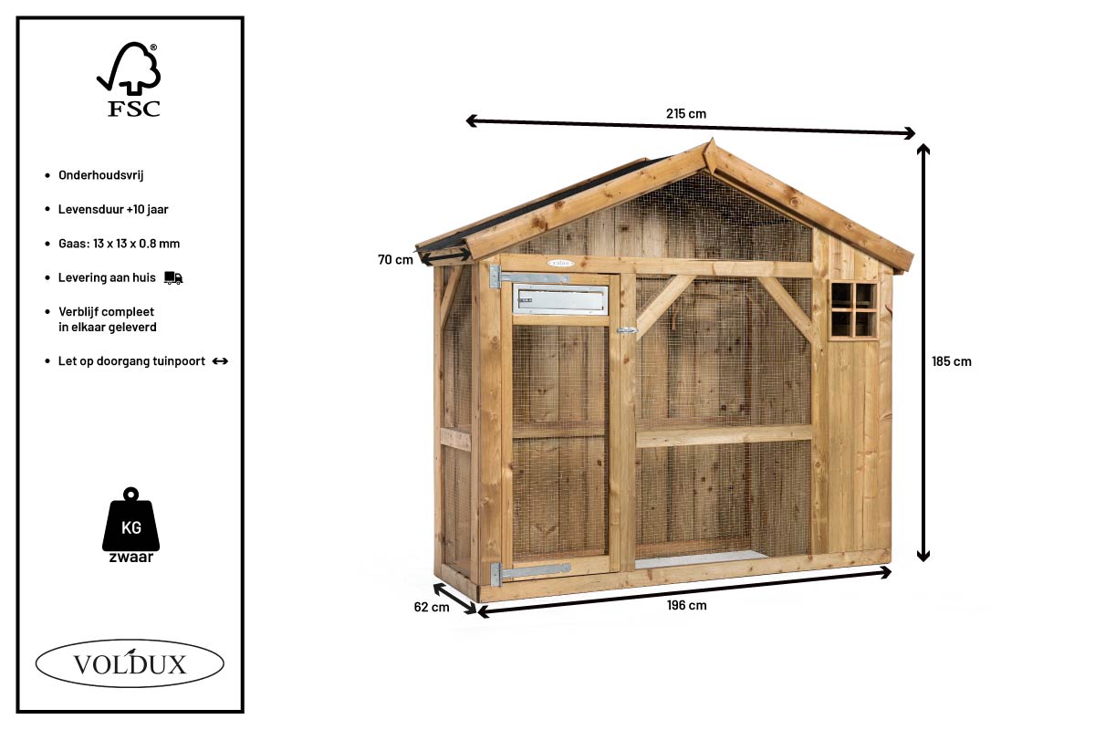 Volière S2 rechts 215x70x185 cm – foto 9