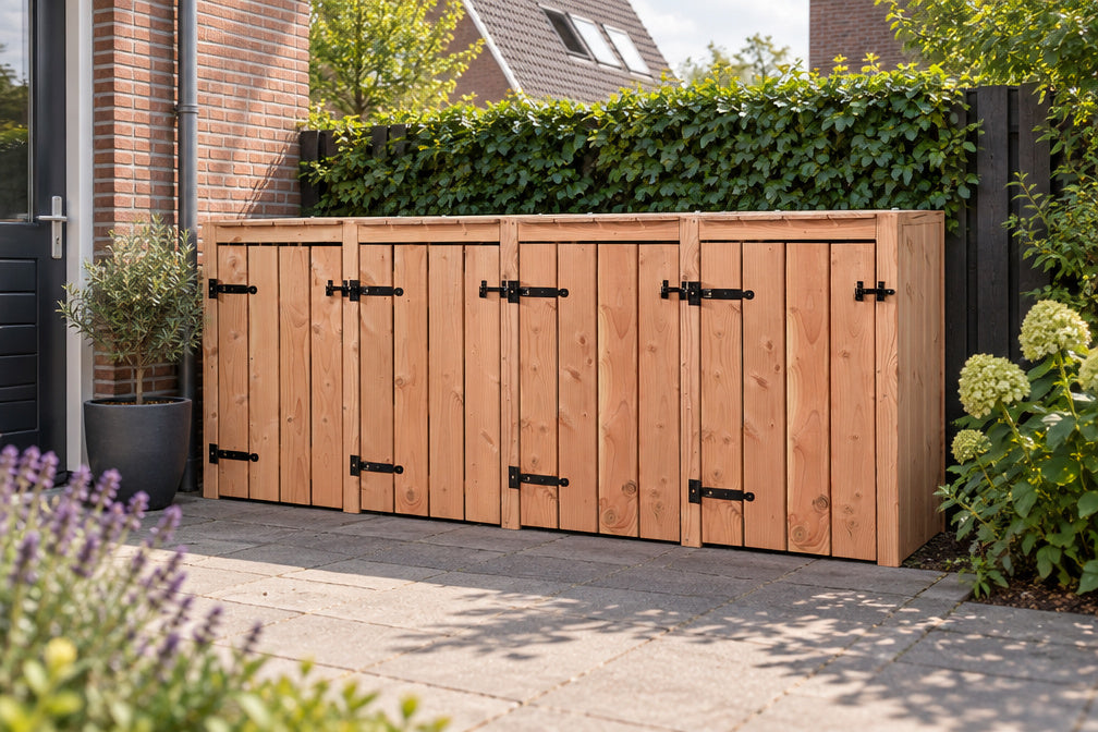 Kliko ombouw hardhout – 4 containers, bouwpakket